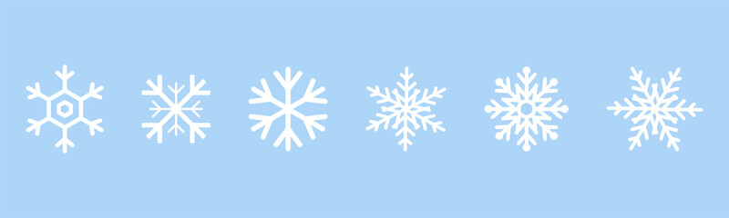 Wall Mural - set of white snowflakes icons. black snowflake. snowflakes template. snowflake winter. snowflakes ic
