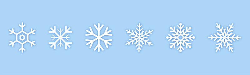 Wall Mural - set of white snowflakes icons. black snowflake. snowflakes template. snowflake winter. snowflakes ic
