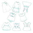 © arkadiwna - Set of different children's clothing. Can be used as clothes for paper dolls. Vector illustration in sketch style.