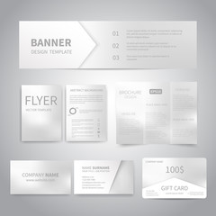 Wall Mural - Banner, flyers, brochure, business cards, gift card design templates set with white gradient