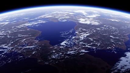 Wall Mural - 4K. Planet Earth. Amazing View From Space. Ultra High Definition. 3840x2160. Seamless Looped. Realistic 3d Animation.