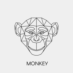 Wall Mural - Geometric monkey. Polygonal linear animal head. Vector illustration.