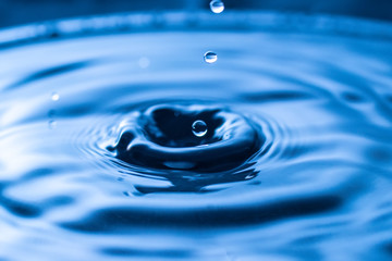 water drop splash in a glass blue colored