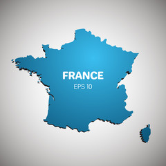 Wall Mural - france map blue color vector illustration
