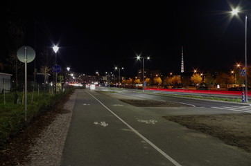 traffic in city at night