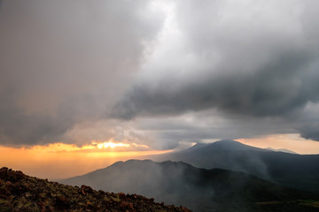 Wall Mural - The Stormy Sunset, the View from the Telica Volcano 