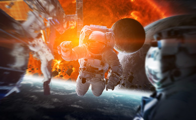 Wall Mural - astronaut floating in space 3d rendering elements of this image furnished by nasa