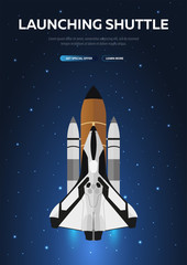 Wall Mural - space shuttle. astronomical galaxy space background. vector illustration.