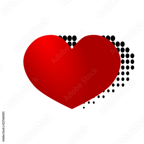 Heart Template in pop art style. Dots are halftone isolated on a white backgr...