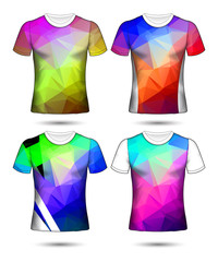  t-shirt templates abstract geometric collection of different colors polygonal mosaic