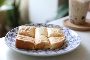 Wall Mural - Taiwan toast with taiwan milk tea , Taiwanese food