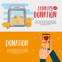 Wall Mural - smartphone with charity donation online