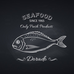 Poster - dorado fish retro hand drawn icon