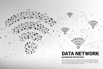 Poster - Vector Polygon dot connect line shaped mobile data icon. Concept for data transfer of  mobile and wi-fi data network.