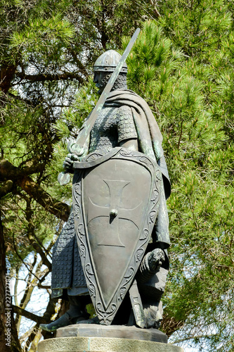 Plakat statua w parku, w Lizbonie Stolica Portugalii