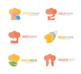 Poster - Set of chef hat logo combination. Kitchen and cooking symbol or icon. Unique bakery and restaurant logotype design template.