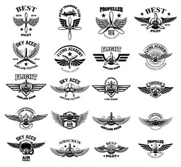 Wall Mural - set of vintage airplane emblems. design elements for logo, label, sign, menu.