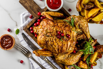 Wall Mural - Baked chicken with cranberry and herbs