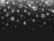 Winter falling snow. Snowflakes fall, christmas decorations snowflake and snowed snowstorm isolated vector background