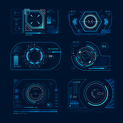 Wall Mural - futuristic virtual screen. monitoring hud panel frame with tracking aim. computer systems display te