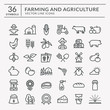 Farm and agriculture vector line icons.