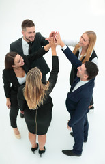 Wall Mural - group of business people shows his success ,hands clasped together.