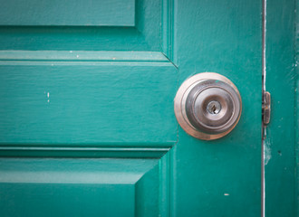 close up Vintage style of Bronze round ball door knob.