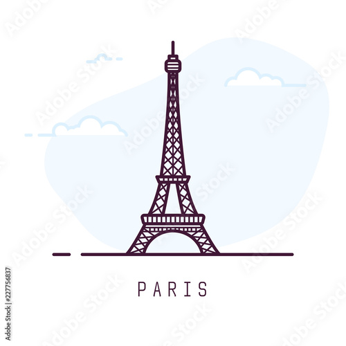 Obraz na plátne  Paris city line style illustration