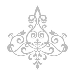 Damask graphic ornament. Floral design element. Grey vector pattern