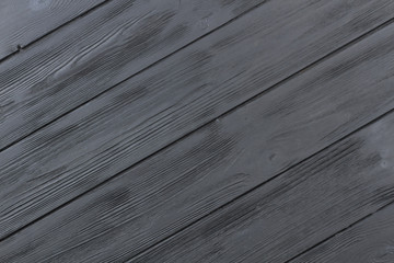 Black wooden surface. Dark wooden boards background. Wood texture with natural wood pattern for design and decoration.