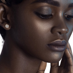 Sticker - Young beautiful black woman with clean perfect skin makeup