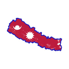 Wall Mural - Nepal country silhouette with flag on background, isolated on white