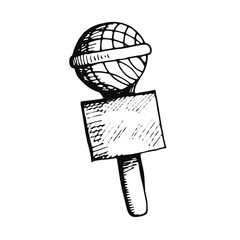 Sticker - microphone sketch icon. isolated object