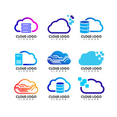 Wall Mural - cloud logo design. cloud tech logo icon symbol