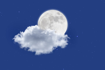 Wall Mural - romantic night. full moon over cloudscape background.
