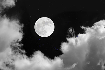 Wall Mural - romantic night. full moon over cloudscape background.