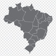 Blank map Brazil. High quality map Brazil with provinces on transparent background for your web site design, logo, app, UI. Stock vector. Vector illustration EPS10.