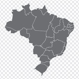 Fototapeta Mapy - Blank map Brazil. High quality map Brazil with provinces on transparent background for your web site design, logo, app, UI. Stock vector. Vector illustration EPS10.