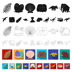 Wall Mural - Different dinosaurs flat icons in set collection for design. Prehistoric animal vector symbol stock web illustration.