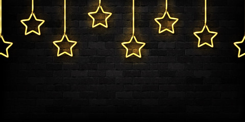 Wall Mural - vector realistic isolated neon sign of stars seamless pattern for decoration and covering on the wal