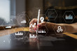 © WrightStudio - Applications icons and graphs on virtual screen. Business, internet and technology concept.