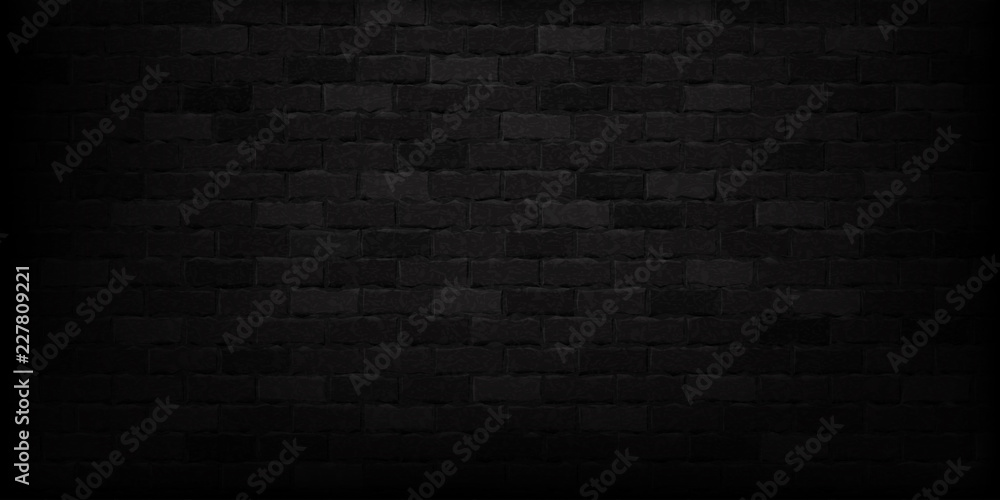 Vector realistic isolated black brick wall background for template and ...
