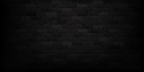 Vector realistic isolated black brick wall background for template and layout decoration.