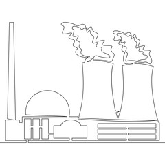 Continuous line nuclear power plant concept Vector