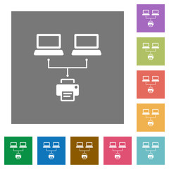 Poster - Network printing square flat icons