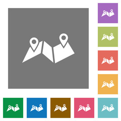 Sticker - Route plan square flat icons