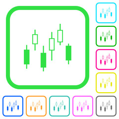 Sticker - Candlestick chart vivid colored flat icons