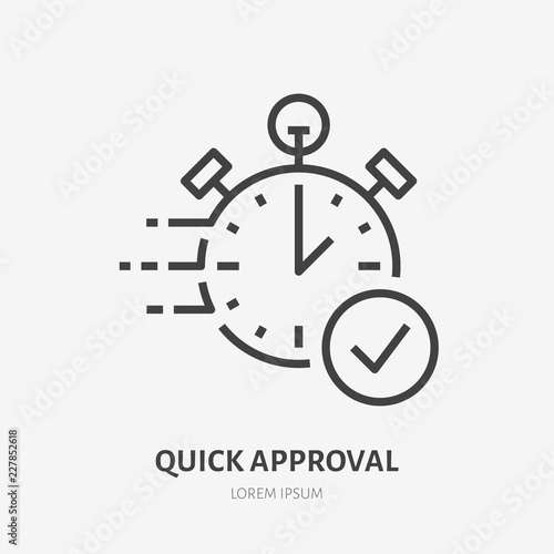 Stopwatch Clock Flat Line Icon Fast Money Transaction Concept Sign Fast Money Transaction Concept Sign Thin Linear Logo For Financial Services Quick Loan Roval Cash Transfer Online Payment Delivery Vector