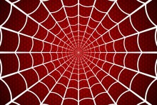 Spider Web. Cobweb On Red Background. Vector Illustration