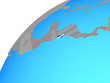 © harvepino - El Salvador with embedded national flag on globe.